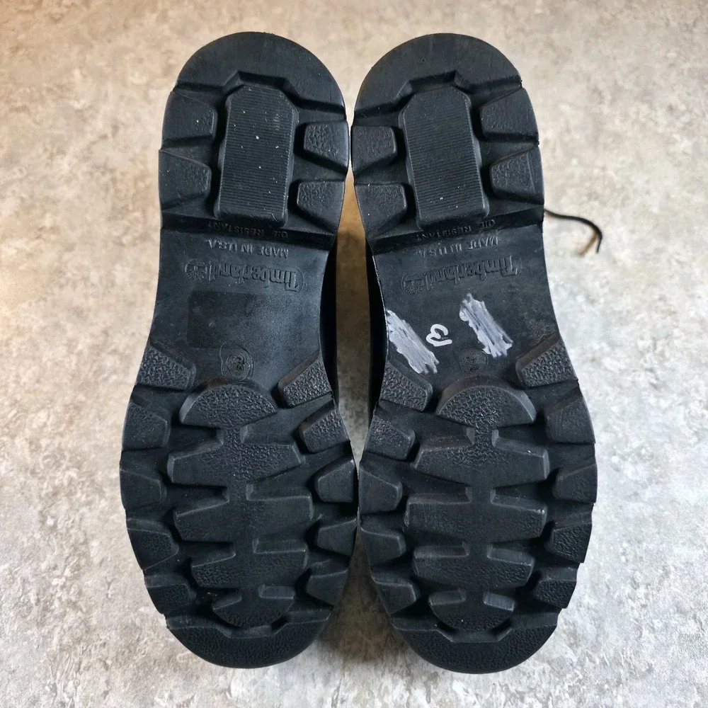 Vintage Timberland Boots Mens Size 9 Tripe Black Soft Toe Combat Made in USA.